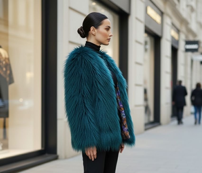 Green Faux Fur Coat