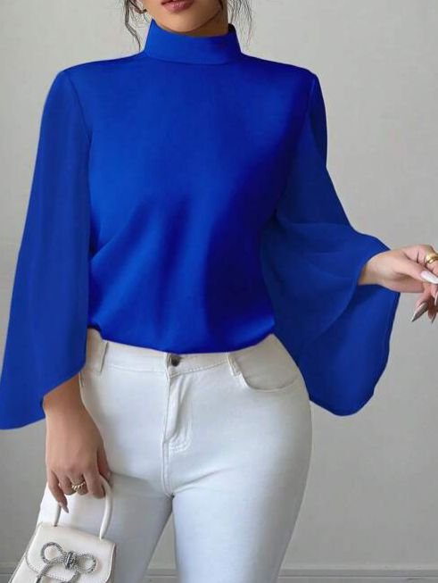 Blue French Satin Top