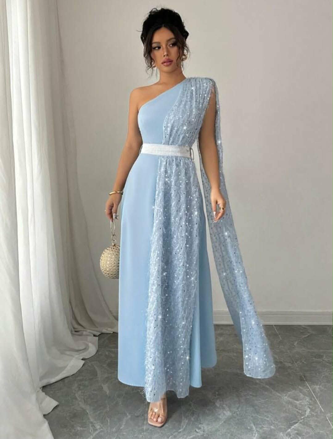 Sequin & Feather Decor Dress