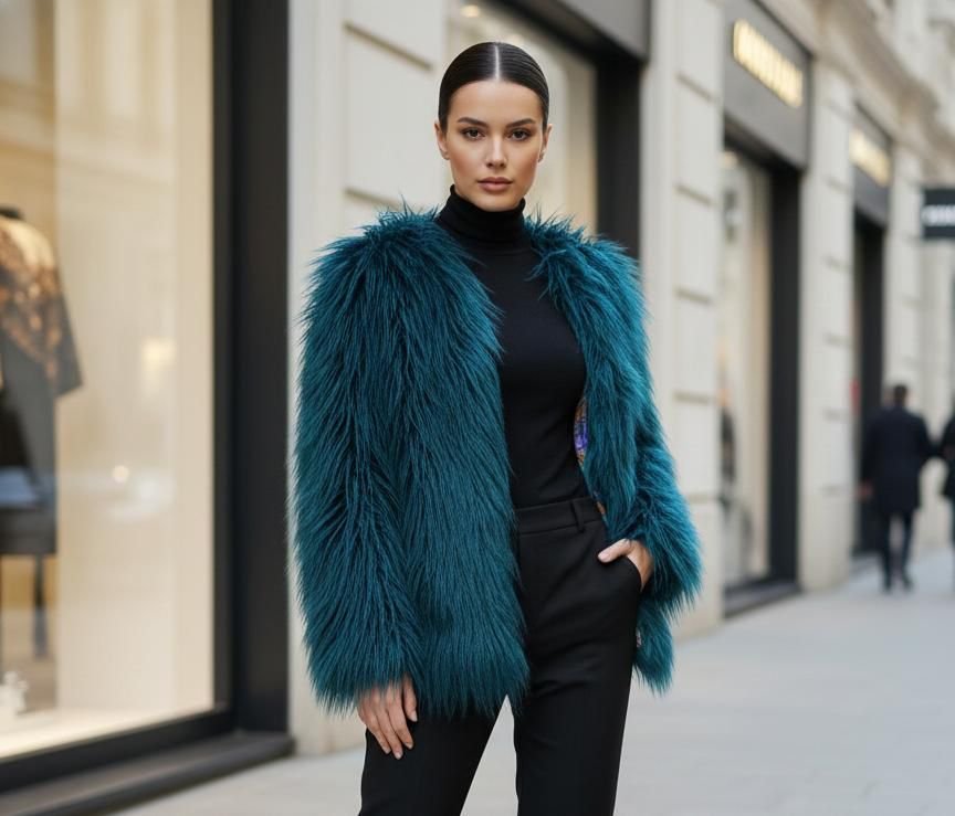 Green Faux Fur Coat