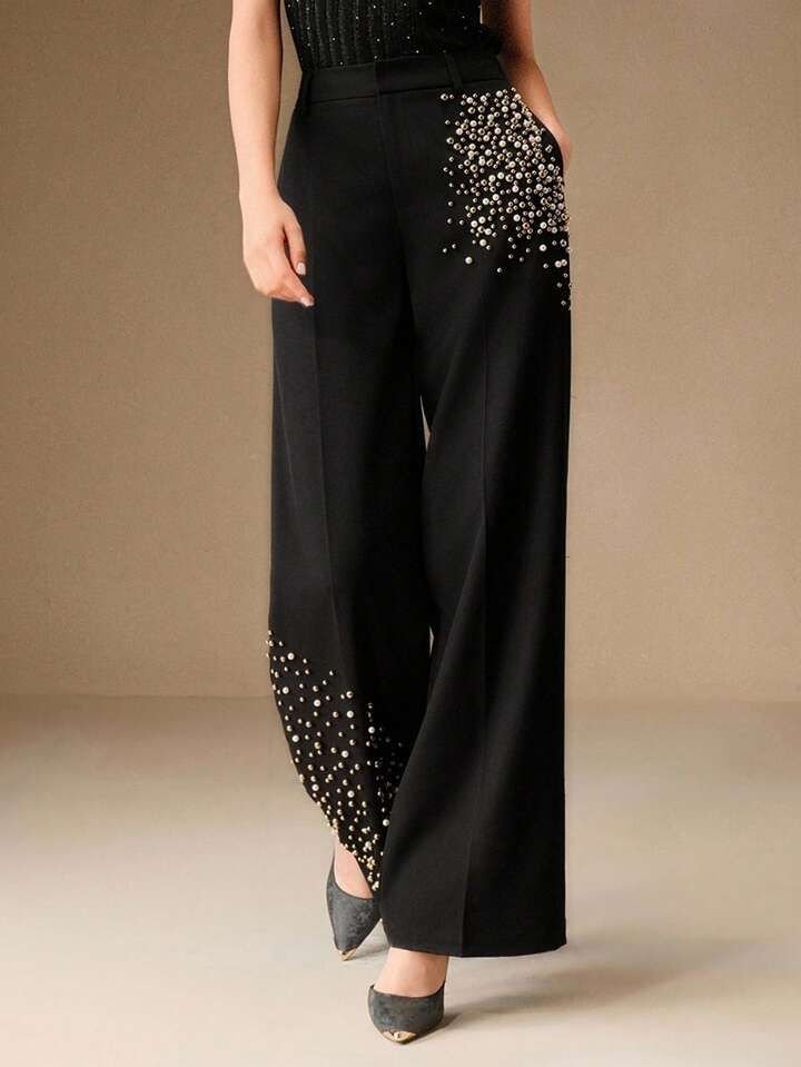 Black Pearl Embossed Trousers