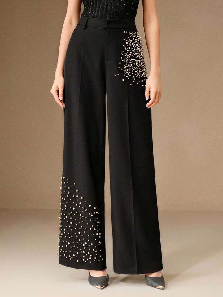 Black Pearl Embossed Trousers