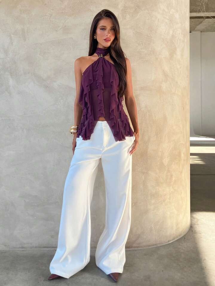 Multi Layer Ruffle Trim Top
