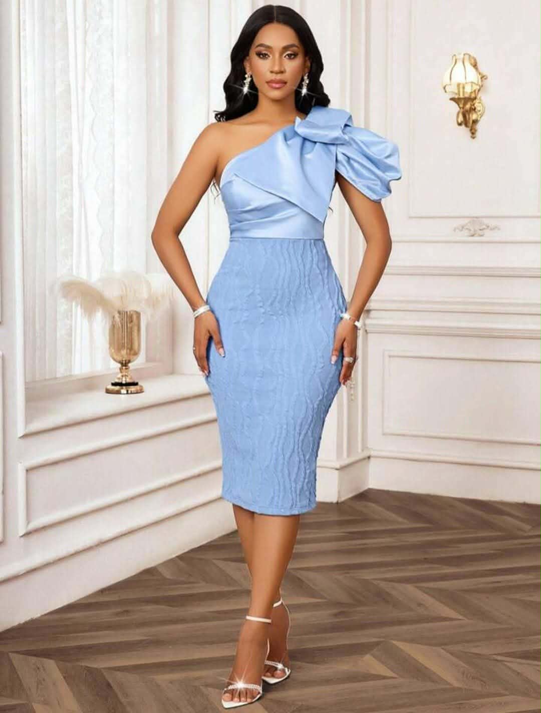 Large Bow Design Oblique Dress