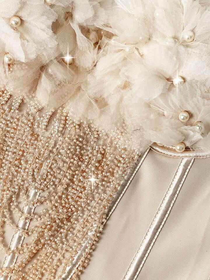 Floral Decor Faux Pearl Top