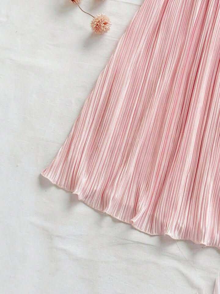 Pink Wrinkled Frock Dress