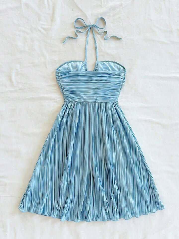 Blue Wrinkled Frock Dress