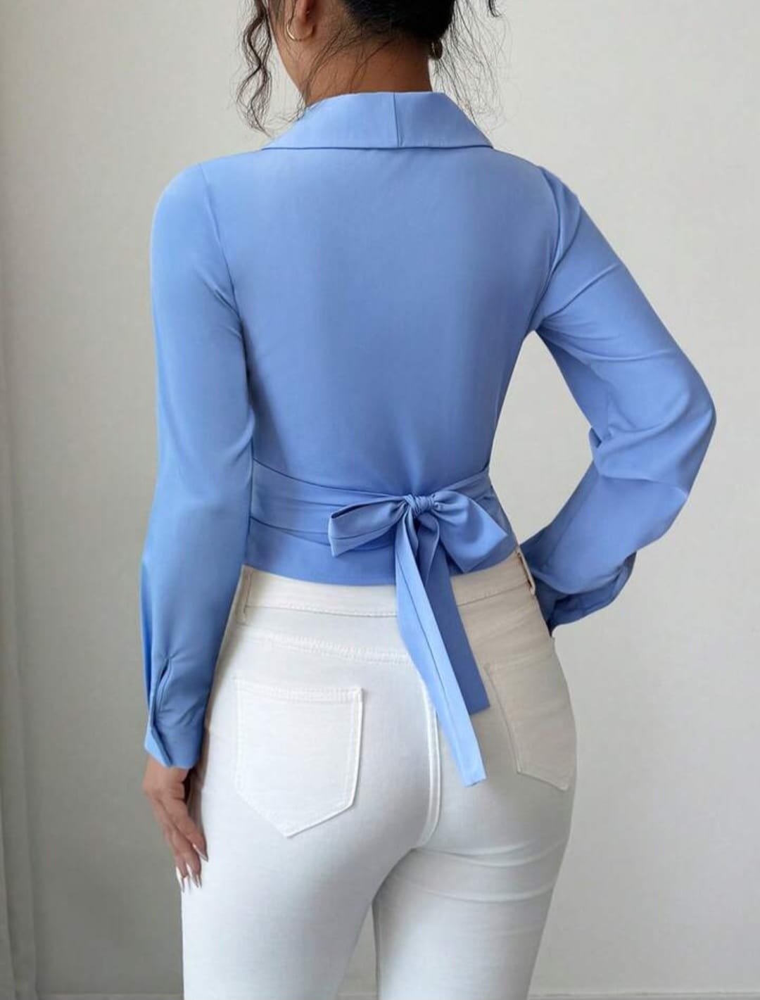 Cross Wrap Metal Ring Decorated Top