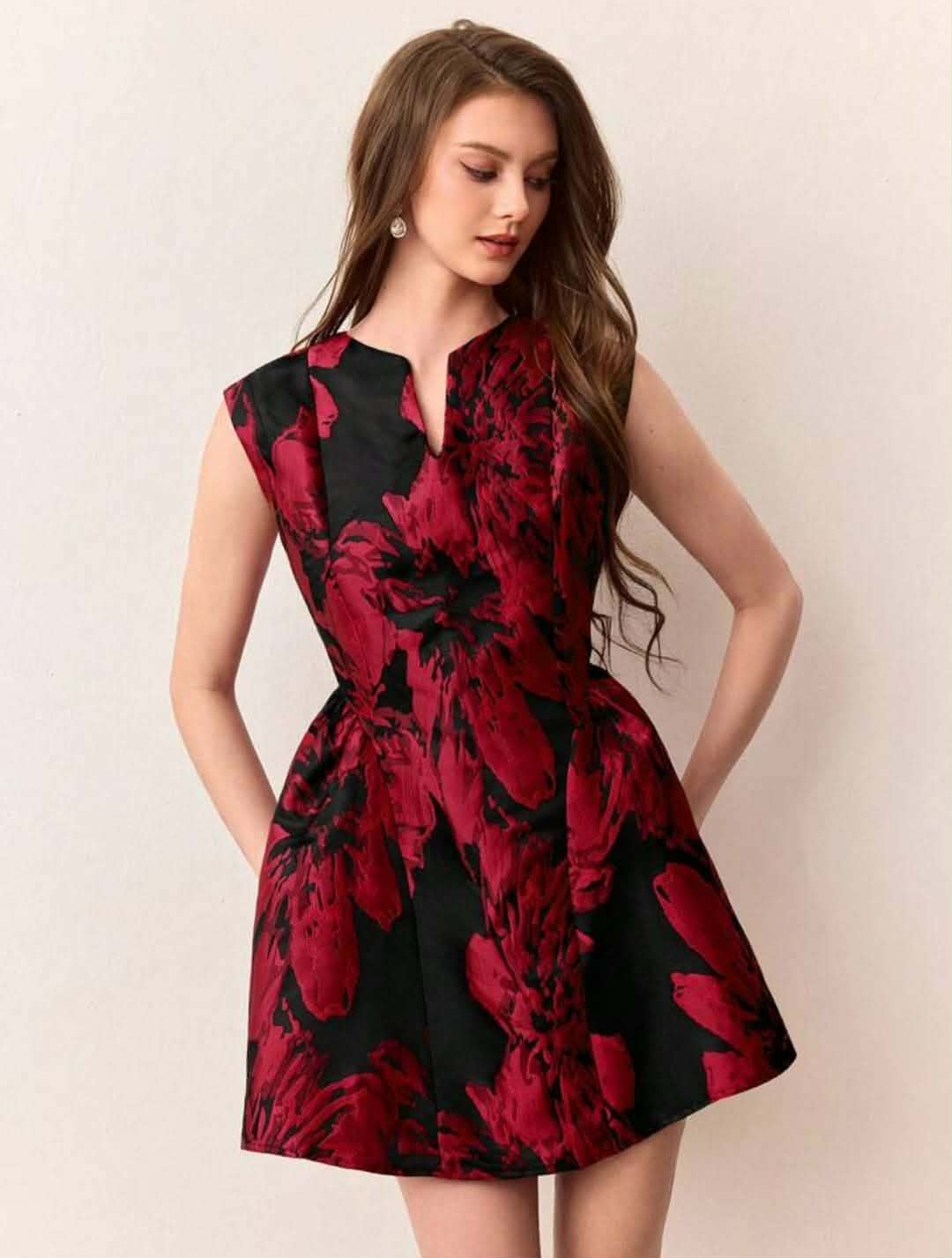 Jacquard Weave Colorblock Dress