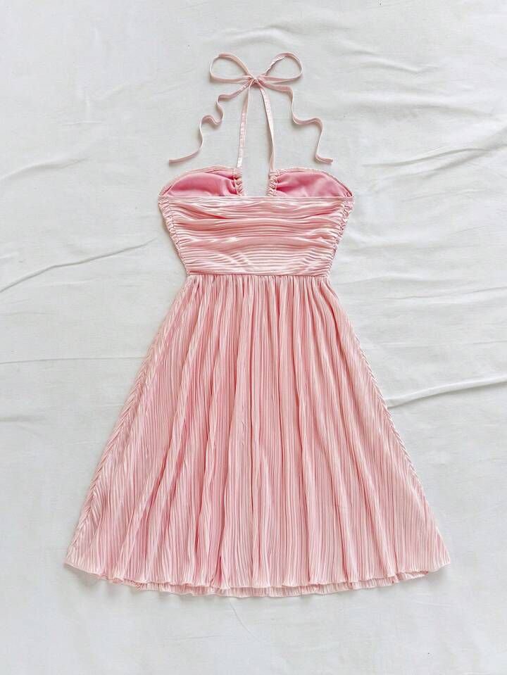 Pink Wrinkled Frock Dress