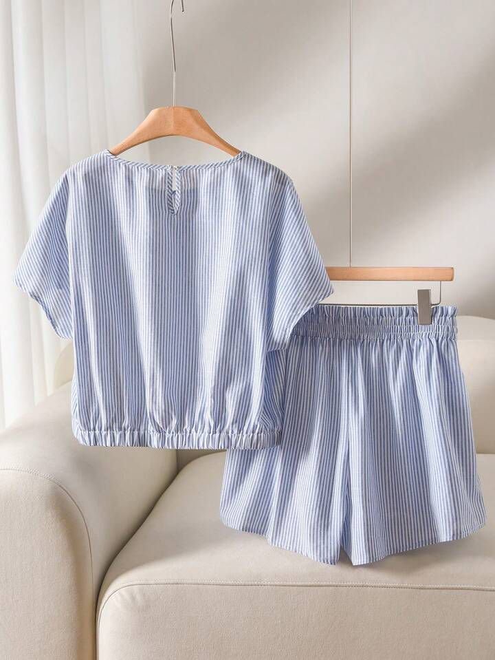 Striped Top & Shorts Co-Ord Set