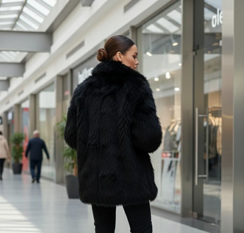 Black Long Faux Fur Jacket Coat