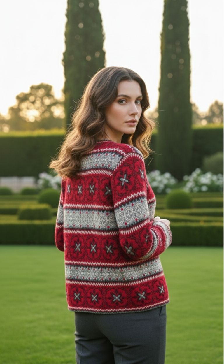 Christmas Print Button Cardigan