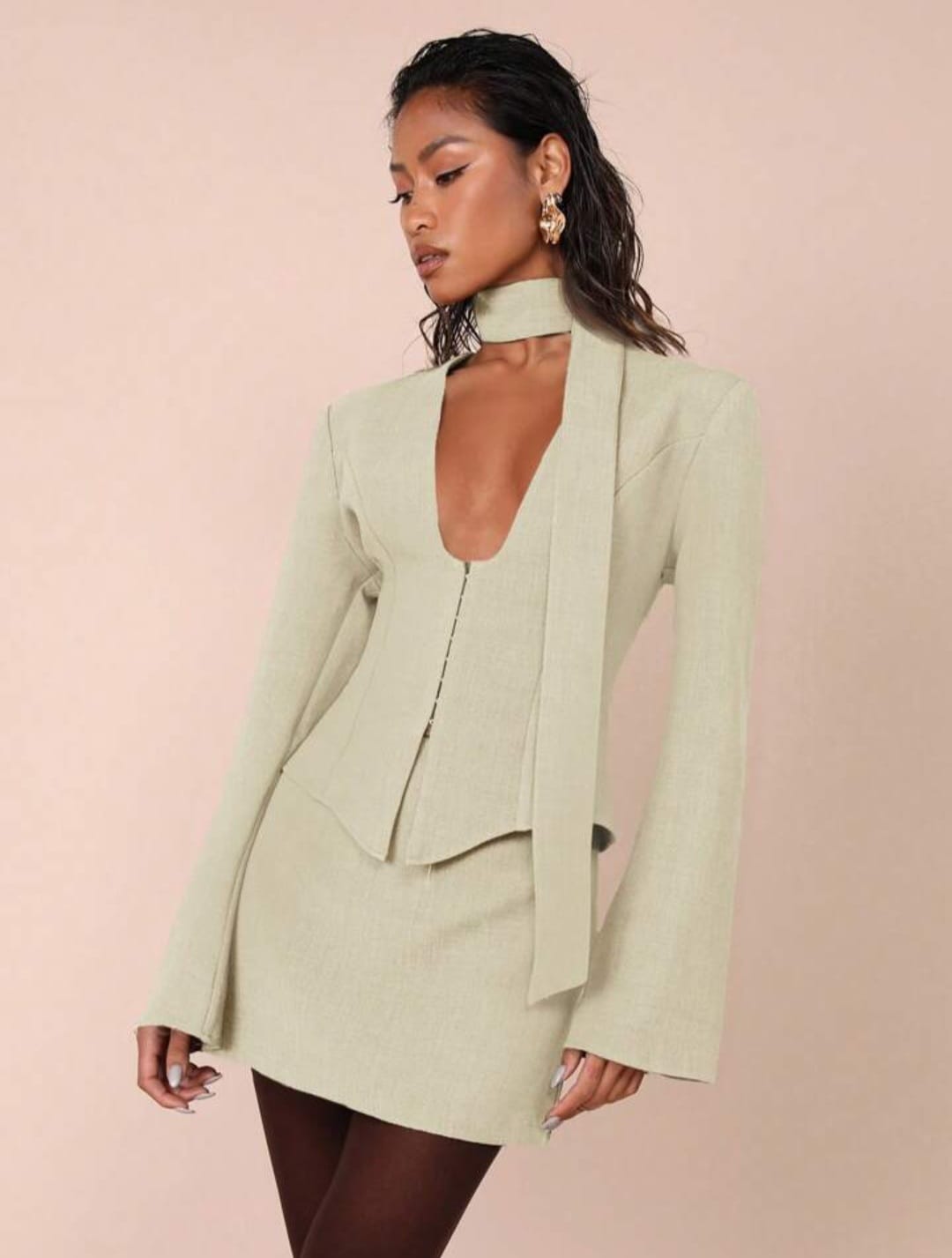 Long Sleeve Jacket & A-Line Skirt Set