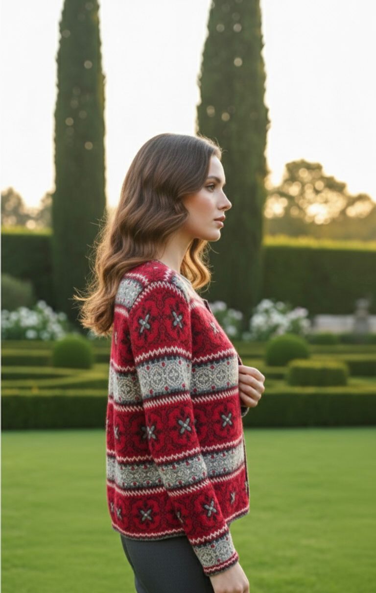 Christmas Print Button Cardigan