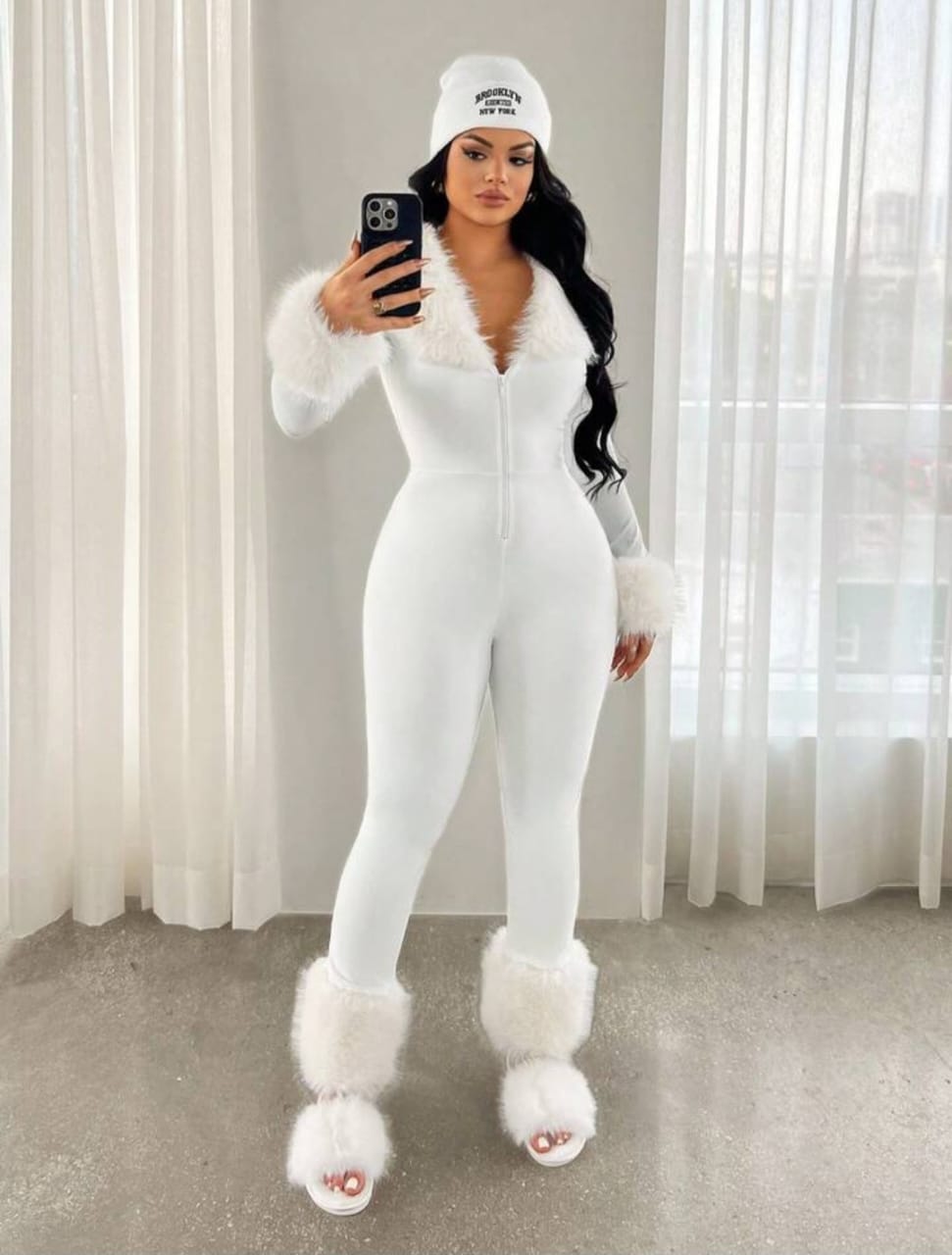 Zip Up Half Turtleneck Jumpsuit