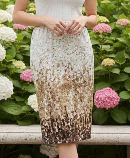 White Gold Sequinned Print Skirt