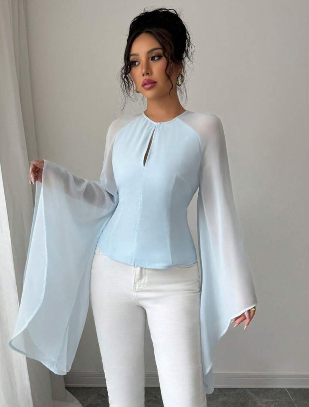 Cuff Design Round Neck Top